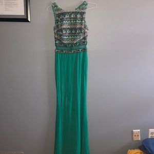 Floor length Sea foam Green Prom Dress